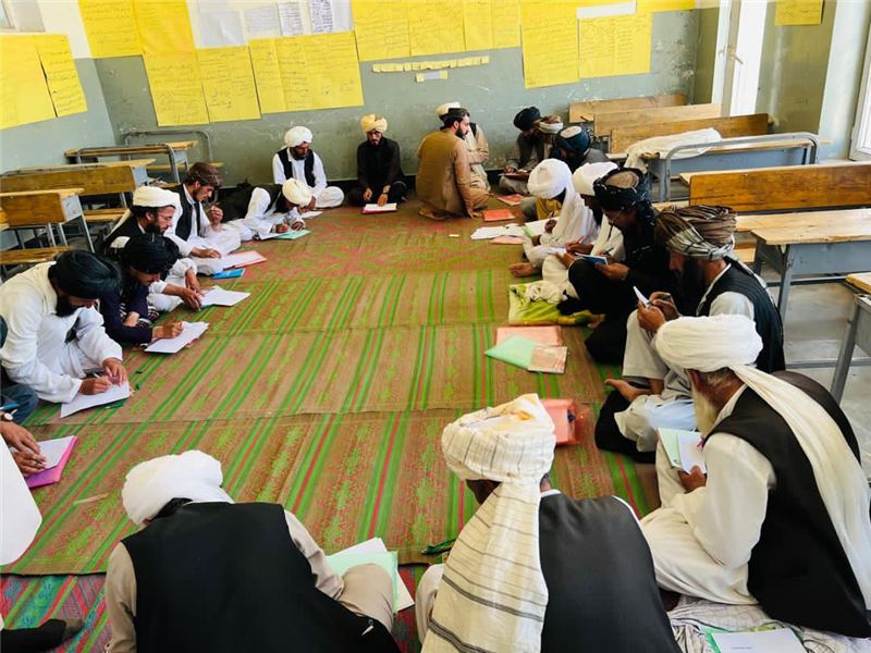 Girls sitting exams at an ARP community learning centre