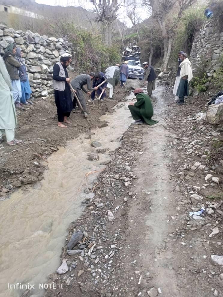 Water flowing through a village channel in Afghanistan